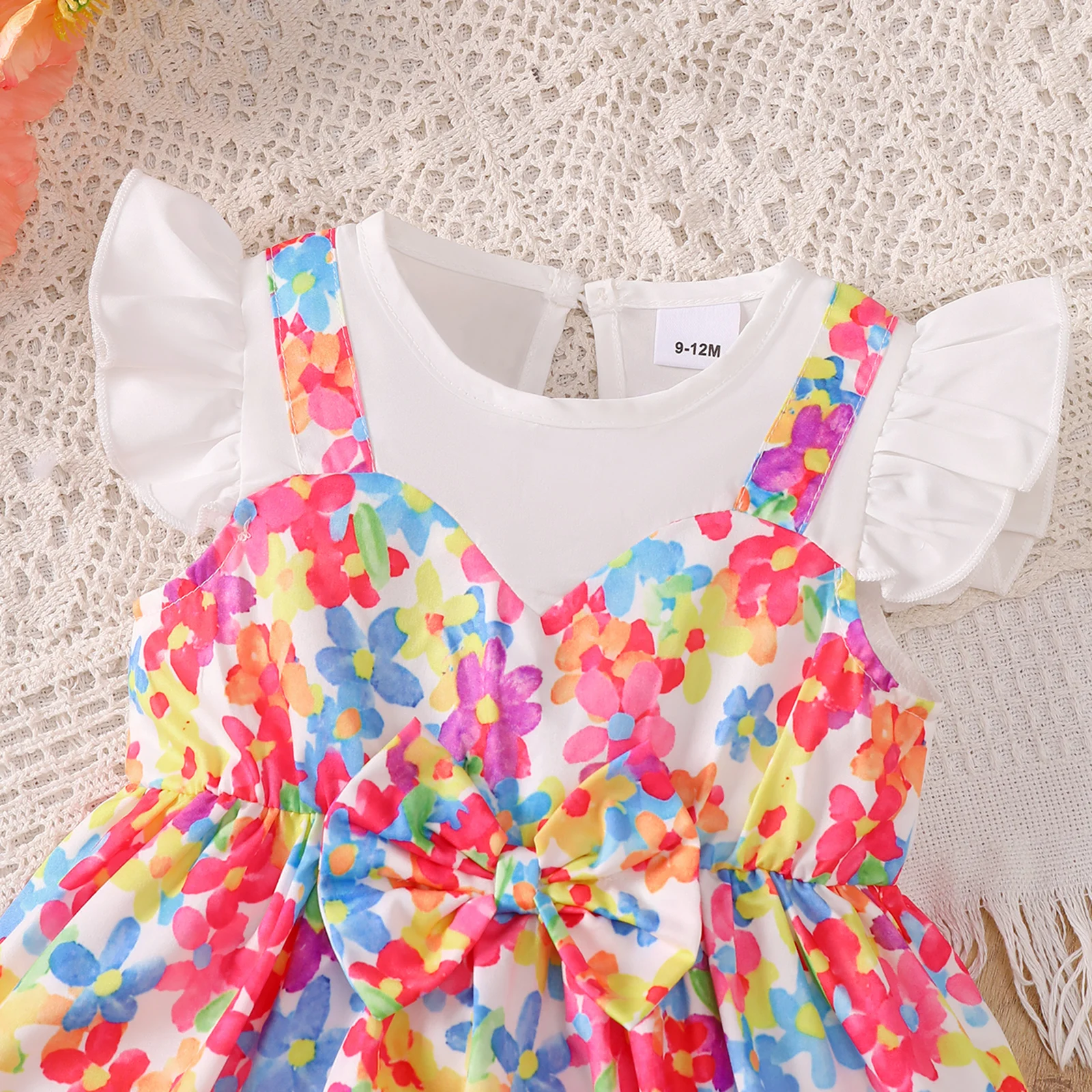 Fashion Summer Baby Girl  2PCS Floral Dress+Headband Ruffle Sleeve Flower Print Sundress for 0-3Y Newborn Summer Casual Outfit