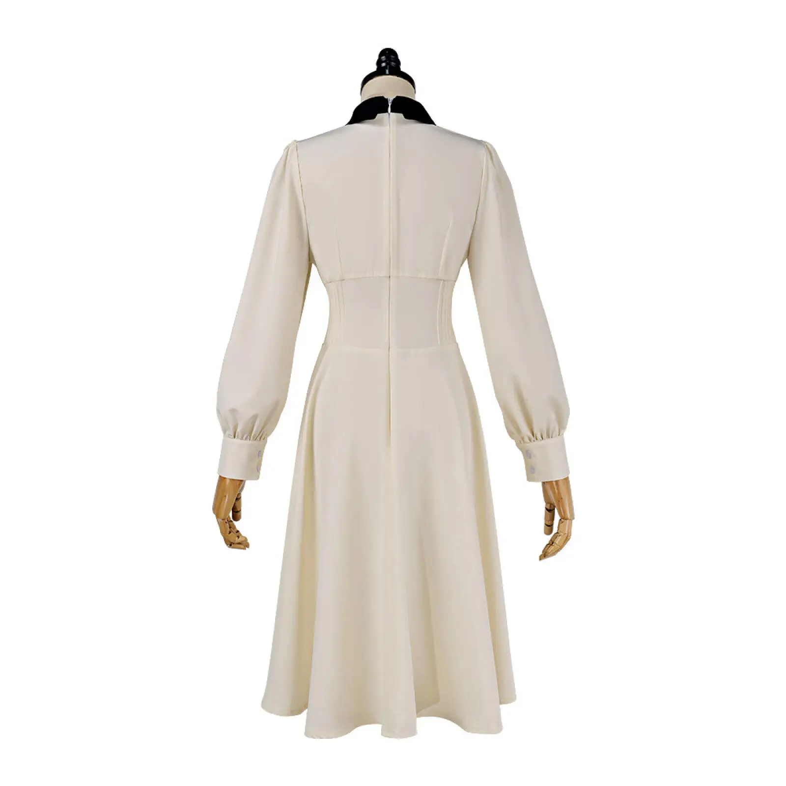 AwwwCos Anime Mei Kinosaki Cosplay Costume Beige Vintage Long Sleeve Midi Dress with Daisy Tie for Halloween Party Daily Wear - view 5
