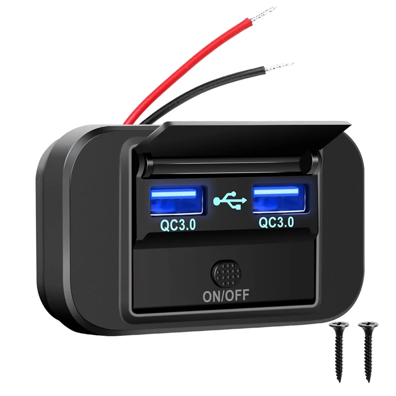 2 uds 12V RV salida USB 36W Dual QC3.0 USB cargador de coche toma de corriente 12V 24V Panel de interruptor de cargador de coche con tapa