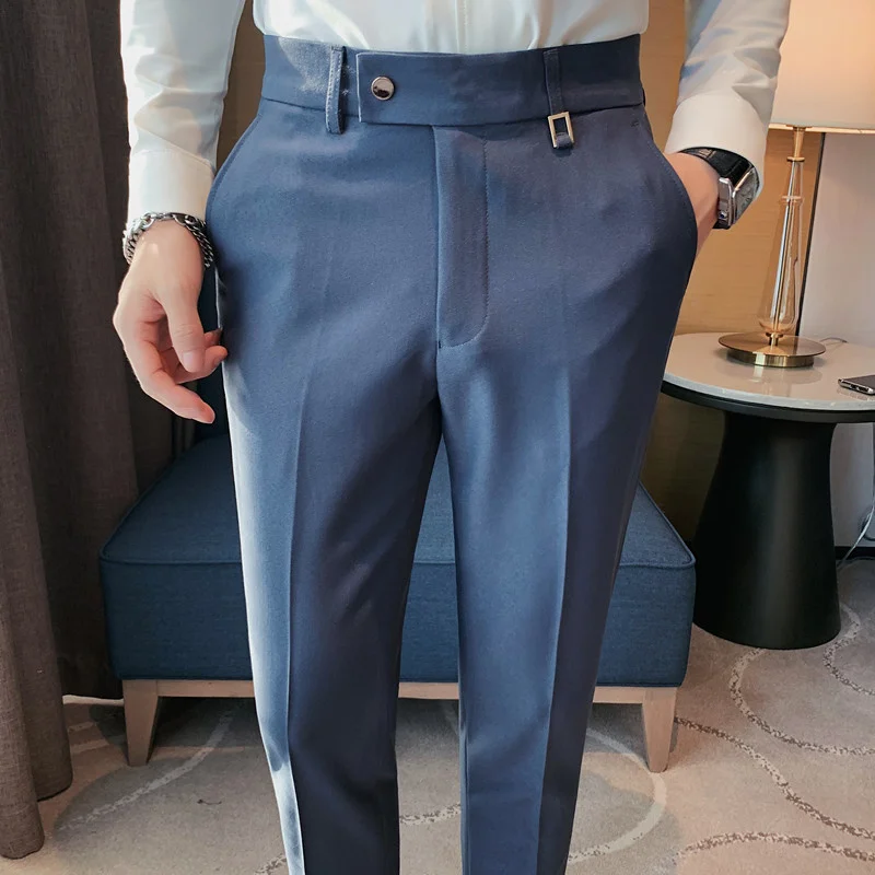 

British Style Autumn New Solid Color Business Casual Trousers Men's Simple and Versatile Formal Office Pants Straight Suit