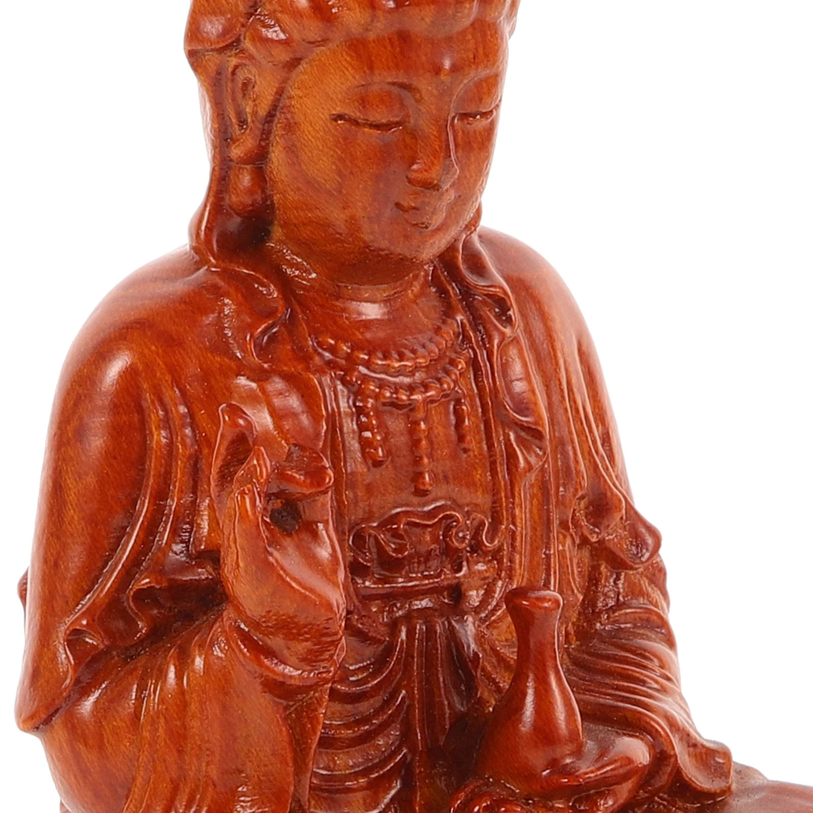 

Wooden Guan Statue 13cm Hand Carved Bodhisattva Ornament Tabletop Bodhisattva Statue Decor Home Decor Vintage Figurine Small
