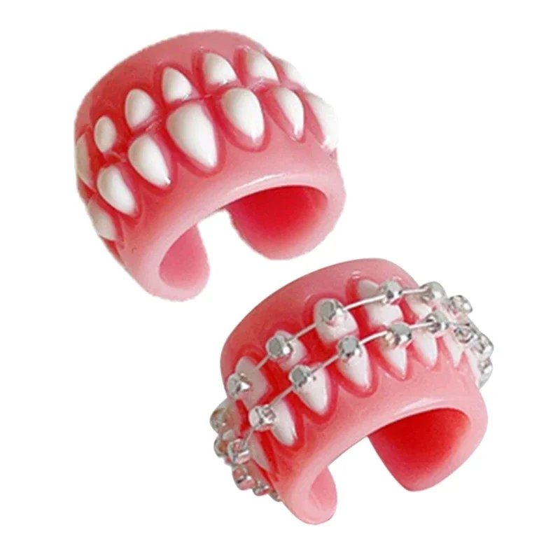 

1 шт., забавные кольца для зубов в стиле панк для женщин, хип-хоп, мультяшное кольцо для рта, геометрическое кольцо из смолы, вечерние ювелирные изделия, подарок для стоматолога, медсестры