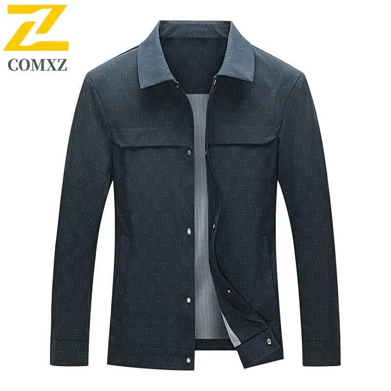 

COMXZ 2025 Men Middle Age Dad Jacket Business Casual Stand Collar Warm Wrinkle Resistant Windproof Coat Outerwear