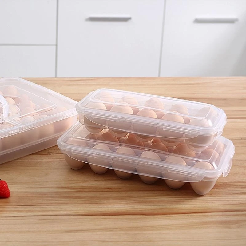 R1WA 10/18 Egg Storage Box Eggs Tray with Lid Refrigerator Egg Rack Container Holder Fridge