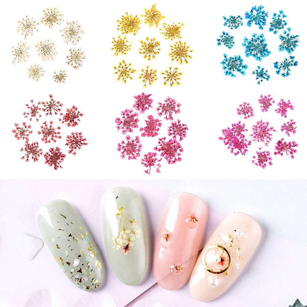 1Pack Star Cluster Flower 3D Nail Art Designs Dried Flowers For Tips 3 Colors Press on UV Gel Polish DIY Manicure Accessory
