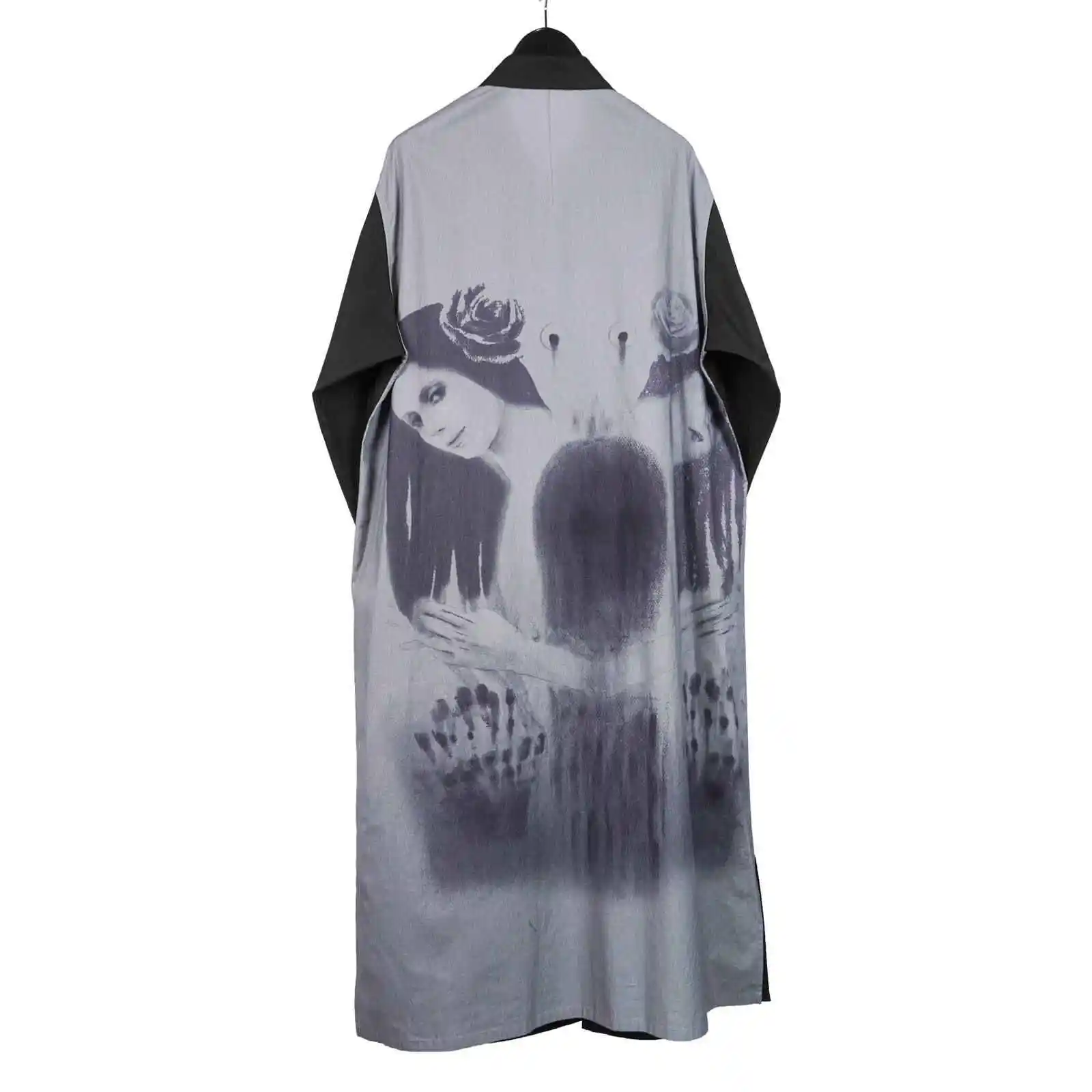 

TOP-YAMOTO Японский оригинальный дизайн Темно-нишевая черная рубашка с длинными рукавами и принтом сзади