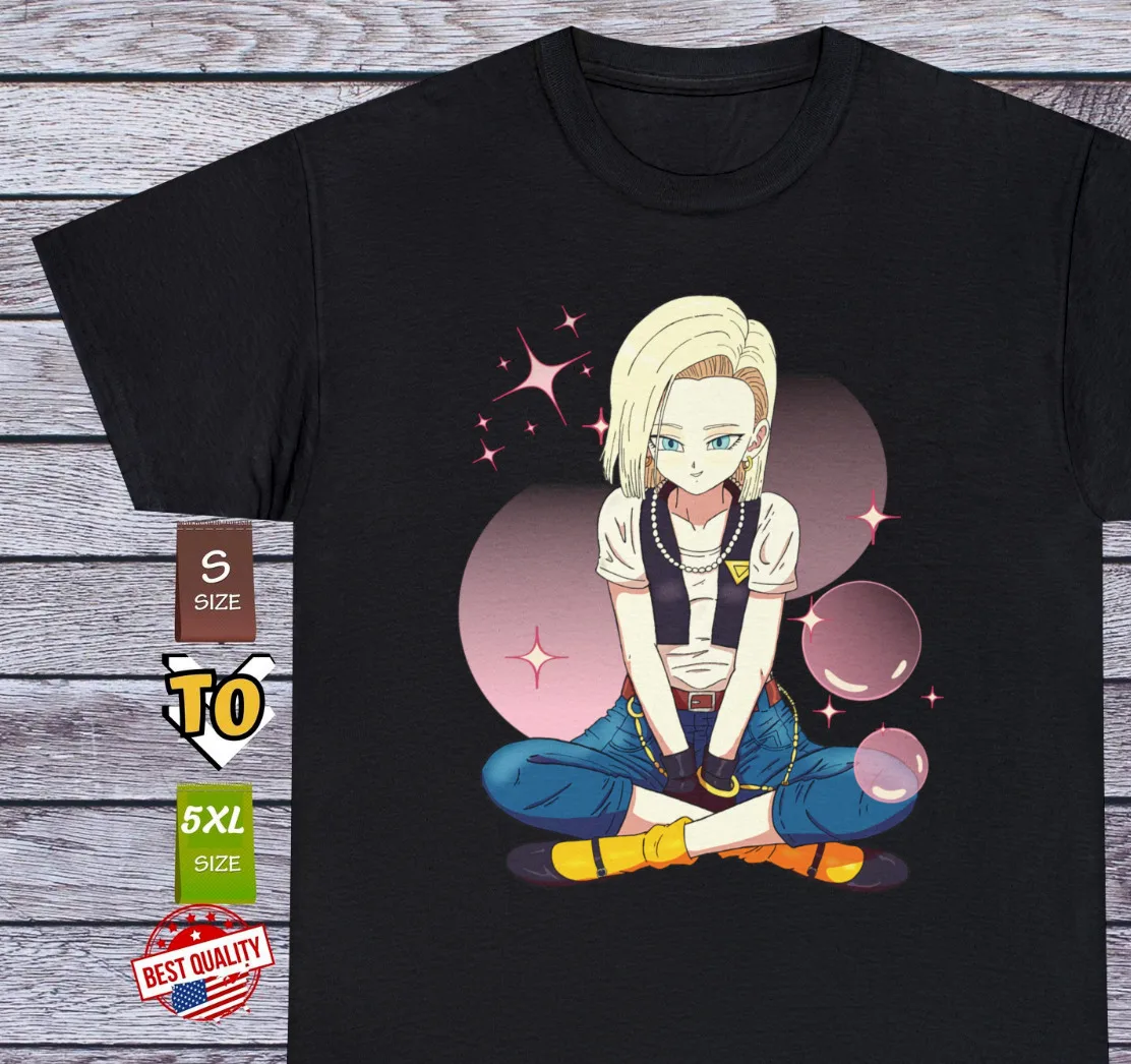 Android 18  Girl T Shirt Cosplay Tee Gift Ecchi 90s Anime Manga Japanese