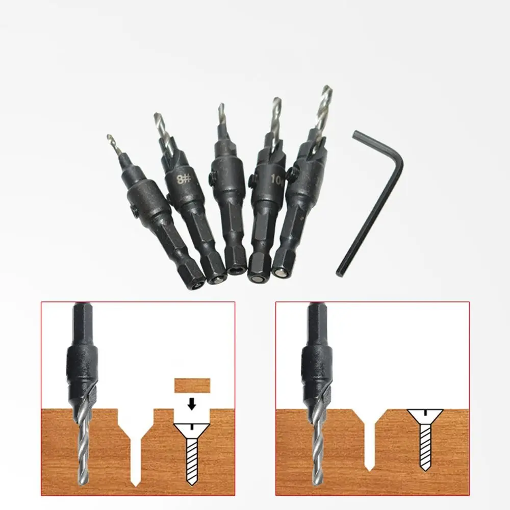 15 Pcs Sturdy and Durable Hexagonal Shank Countersink Drill Abrasion Multifunctional Woodworking Drill Bit Tool Set Portable