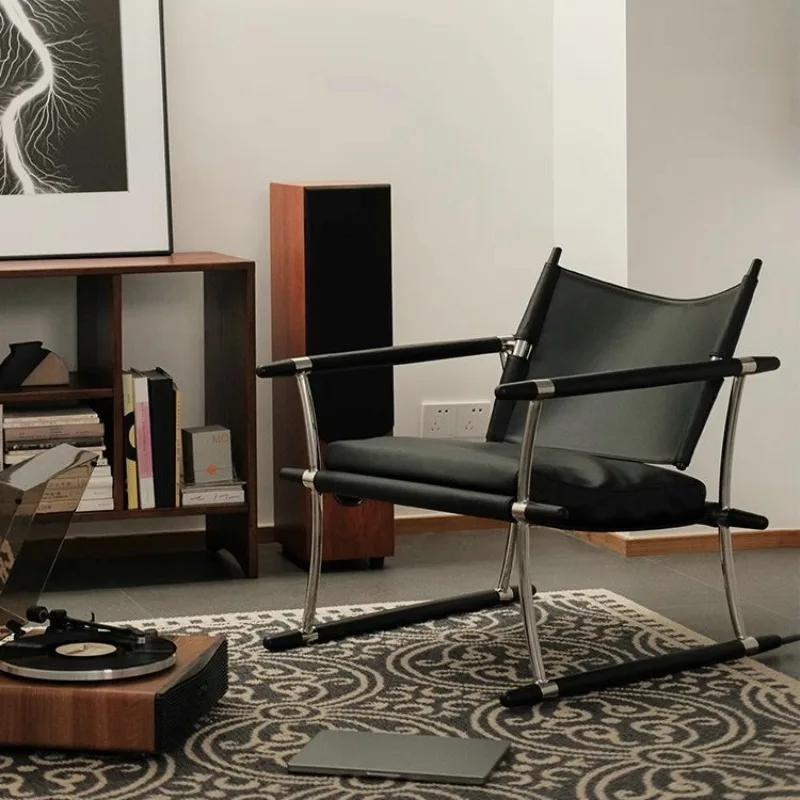 

Modern minimalist wabi-sabi cowhide leather sofa chair retro medieval Jonathan lounge chair