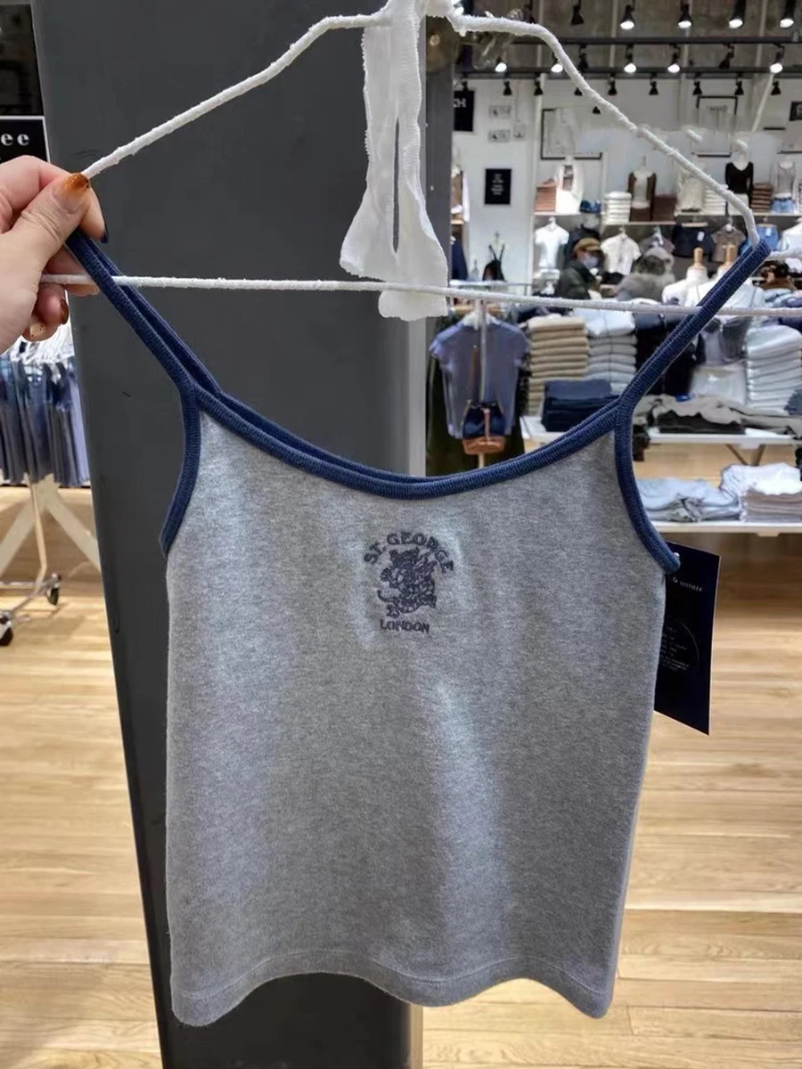 女性のヴィンテージレタリング刺繍スリムクロップトップ、ノースリーブ、ソフトコットン、パッチワーク、セクシー、シック、サマー、ソフト、y2kトップス、2024