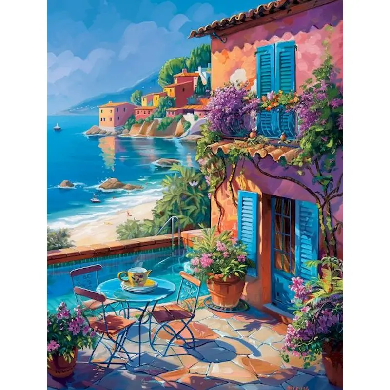 

CHENISTORY Diamond Painting Landscape House Full Square Rhinestone Diamond Embroidery Scenery Cross Stitch Kit Home Decoration