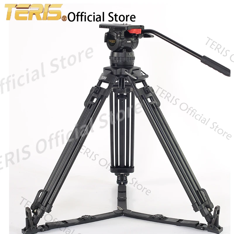 TERIS TS120AL Fluid Head & Tripod Kit Camera Holder Tripod Photographic Tripod Extendable Travel Lightweight Stand Camera Tripod