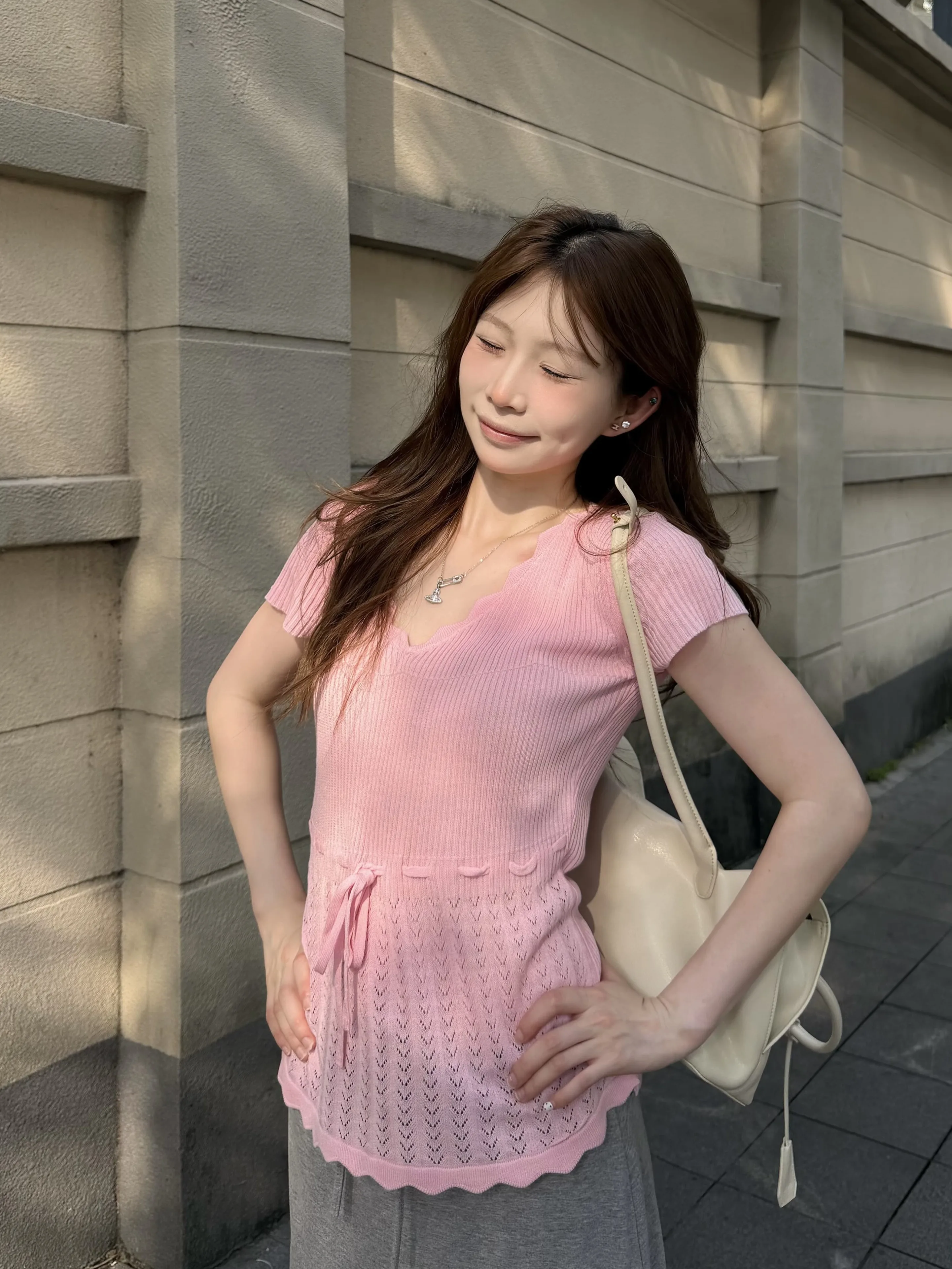 

plus Size Women's Korean Style V-Neck Short Sleeve Knitwear Hollow out Slim Fit Flying Sleeve Top with Leopard Print Skirt