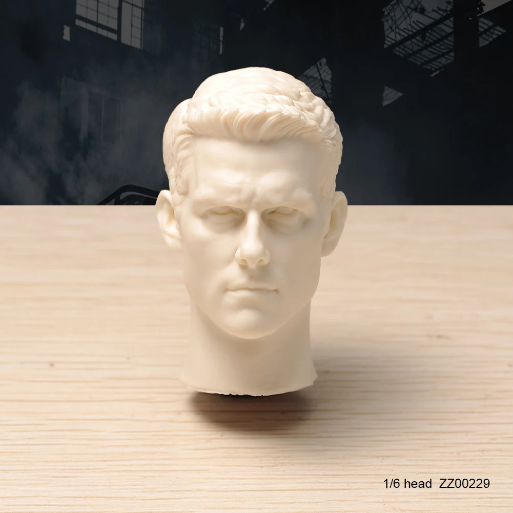 1/6 Scale Unpainted Tom Cruise Head Sculpt Carving Model For 12'' Male Soldier Action Figure Body Dolls