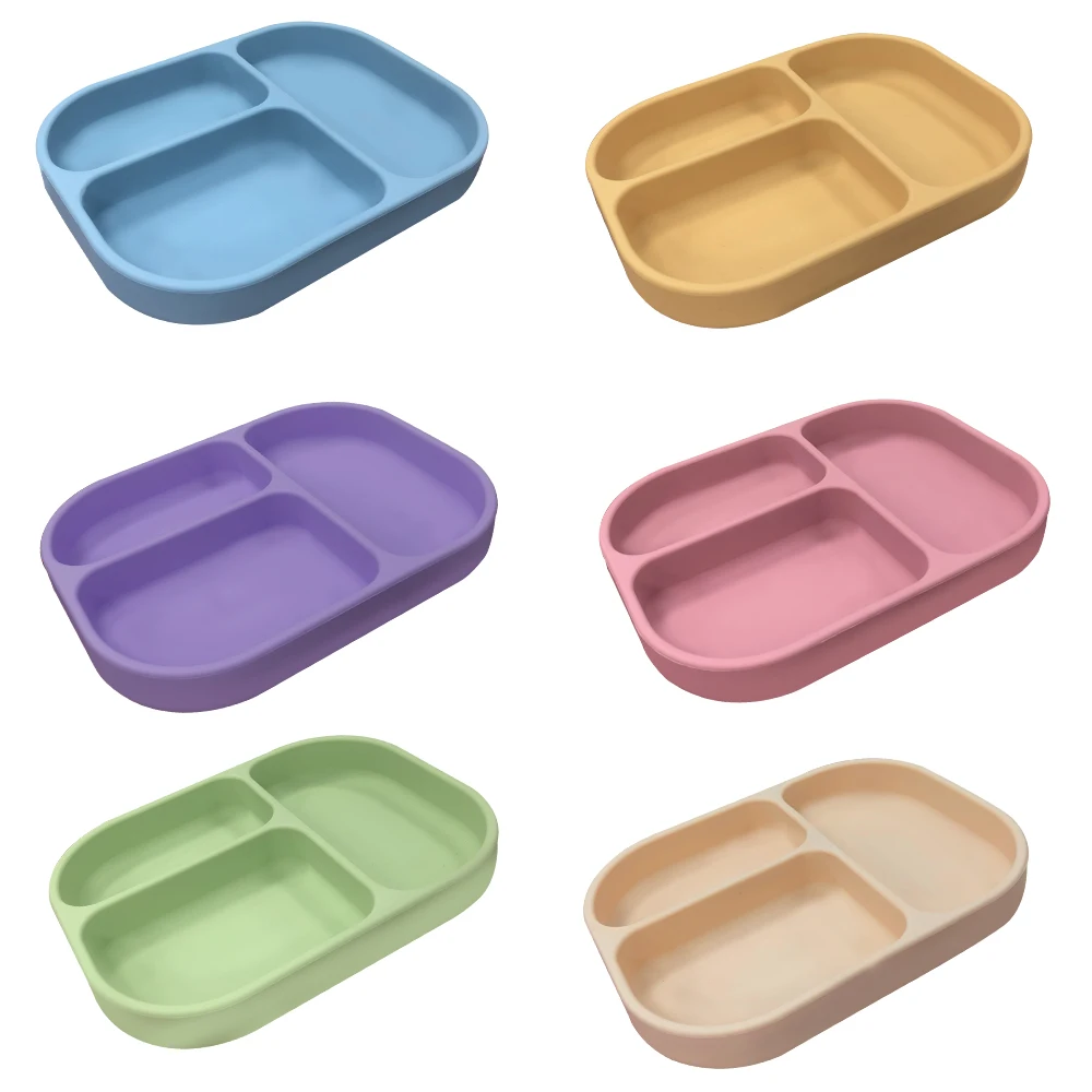 

Divided Silicone Plate Safe Materials Breakfast Snack Tray Bottom Sucker Multifunctional Dish Baby Suitable Household Tableware