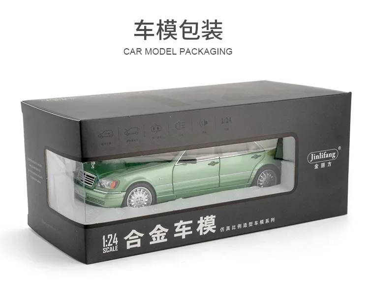 1:24 Mercedes-Benz W140 320SEL Classic Car Alloy Car Model Sound and Light Pull Back kids Toy Collectibles Birthday gift C335