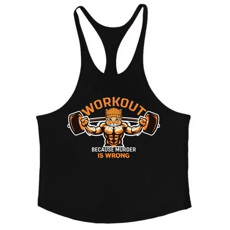 

Muscular Men's Gym Tank Top – Bodybuilding Singlet Vest, Elastic Fabric Y-Back Design for Full-Range Movement Sessions