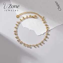 UZone Fashion Bohemia Tassel Beads Bracelets for Women Girl Gold Color Stainless Steel Adjustable Bracelet Birthday Jewelry Gift