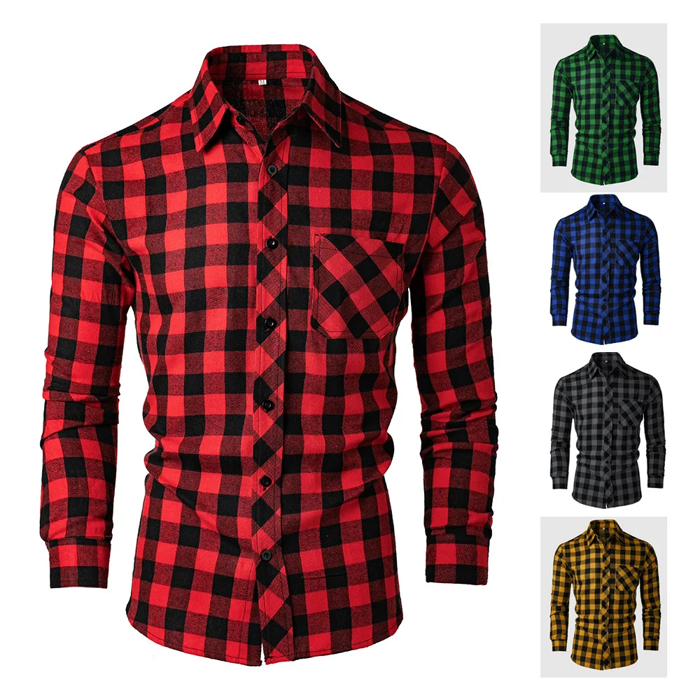Spring And Autumn Men's Basic Plaid Men's Slim-fit Casual Shirt Men's New Long Sleeve Jacket Cardigan