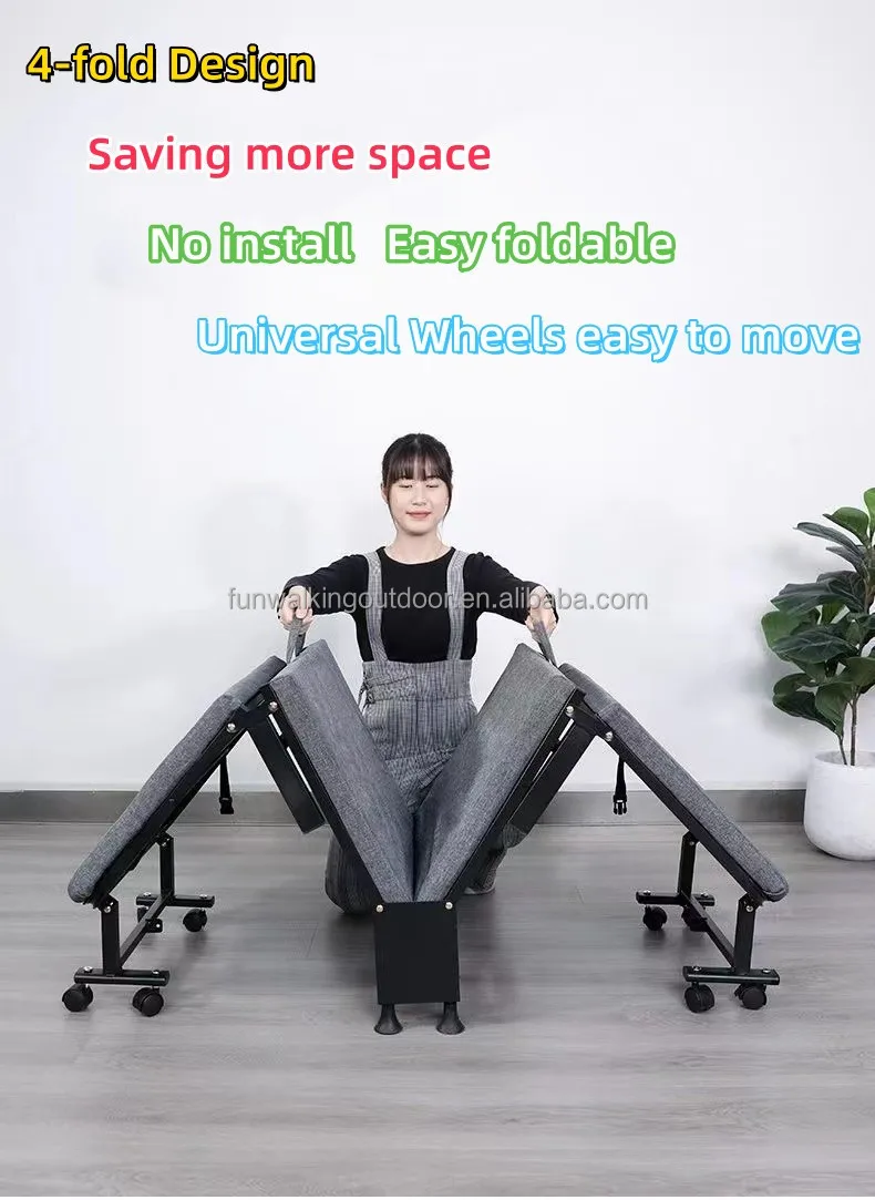 إطار معدني لأثاث الشقة مع غطاء قابل للغسل، سرير أريكة قابل للطي متعدد الوظائف مع عجلات عالمية لغرفة المعيشة