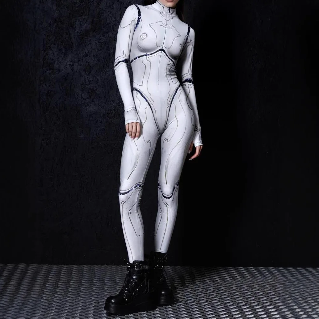 

Women 3D Print Pink Cyber Skin Jumpsuit Cosplay Snake Bodysuit Steampunk Costume Halloween Party Rave Shows Perfermence Zentai