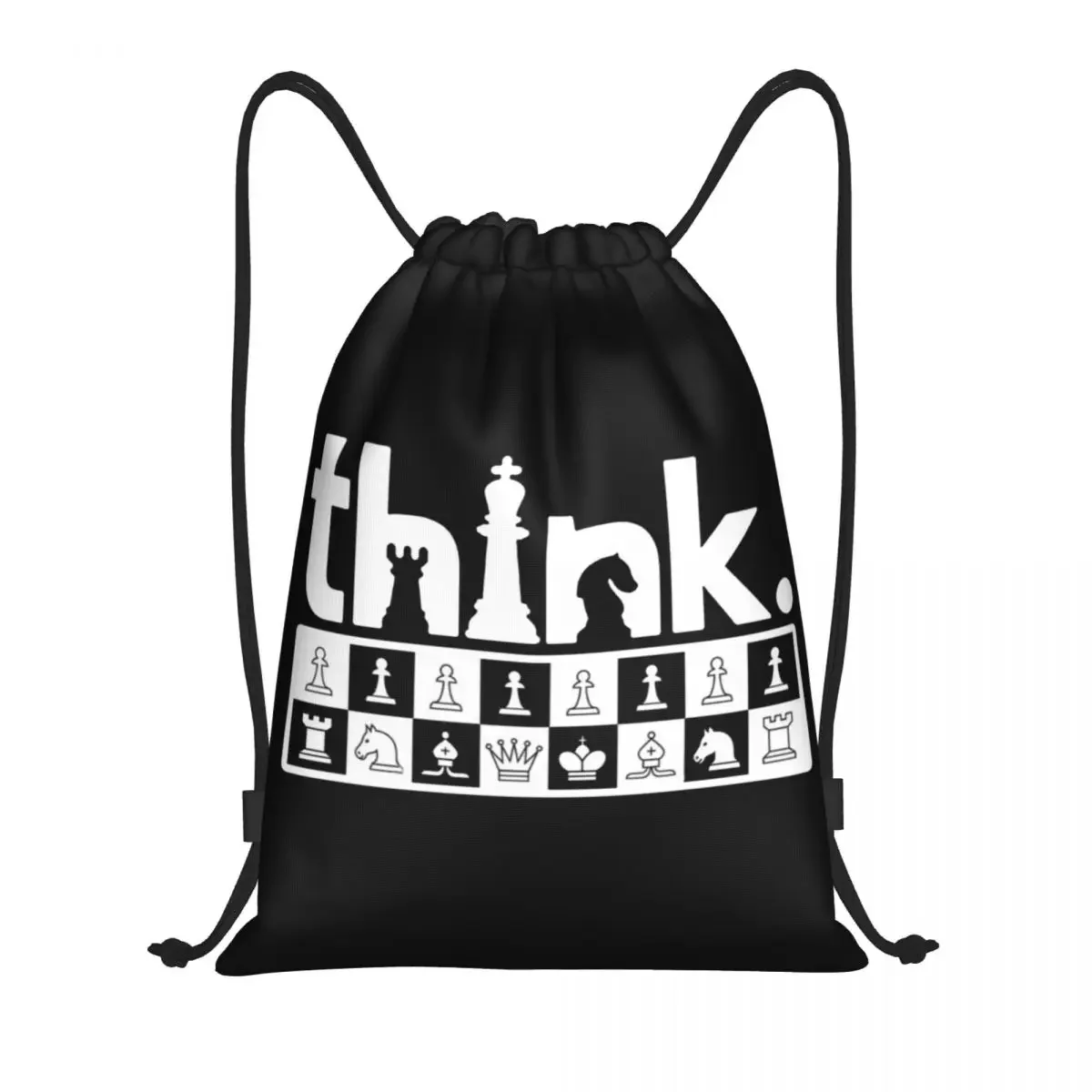 Funny Chess Think Drawstring Backpack Women Men Sport Gym Sackpack Portable Board Game Lover Training Bag Sack