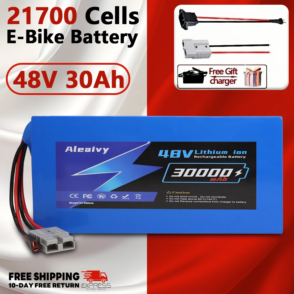 

48V 30Ah Li-ion Battery Pack w/50A BMS (21700 Cells) High-Power Compatible with 100-2500W Motor Systems, E-Scooter/E-Motorcycle