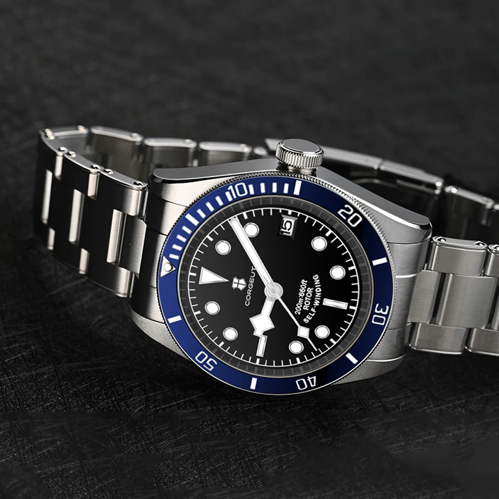 Мужские водонепроницаемые часы с сапфировым стеклом, с датой