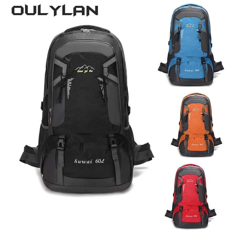 Women Men Waterproof Nylon Travel Bag 60L Large Capacity Backpack Outdoor Mountaineering Bag Leisure Sports Tourism Luggage Bags