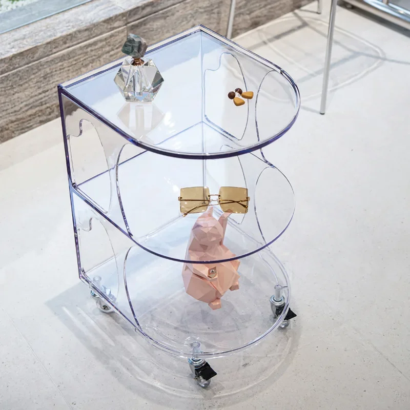 Mesa de centro transparente retro estante multifuncional