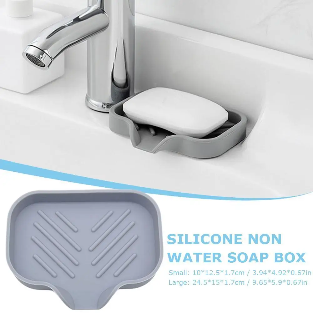 

Kitchen Sink Sponge Holder Silicone Soap Dish Bar Soap Holder Self Draining Anti-slip Storage Rack Bathroom Kitchen Supplies