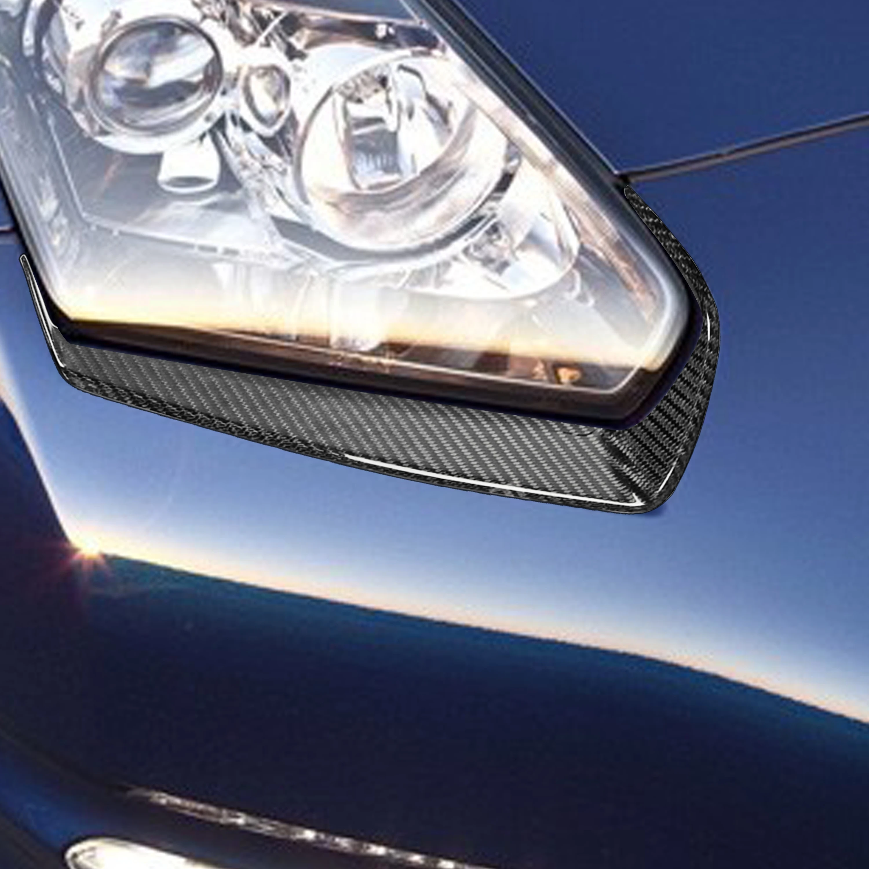 For Nissan GT-R GTR R35 2008-2016 Real Dry Carbon Fiber Front Headlight Eyelid Eyebrow Cover Panel Decorative Car Accessories