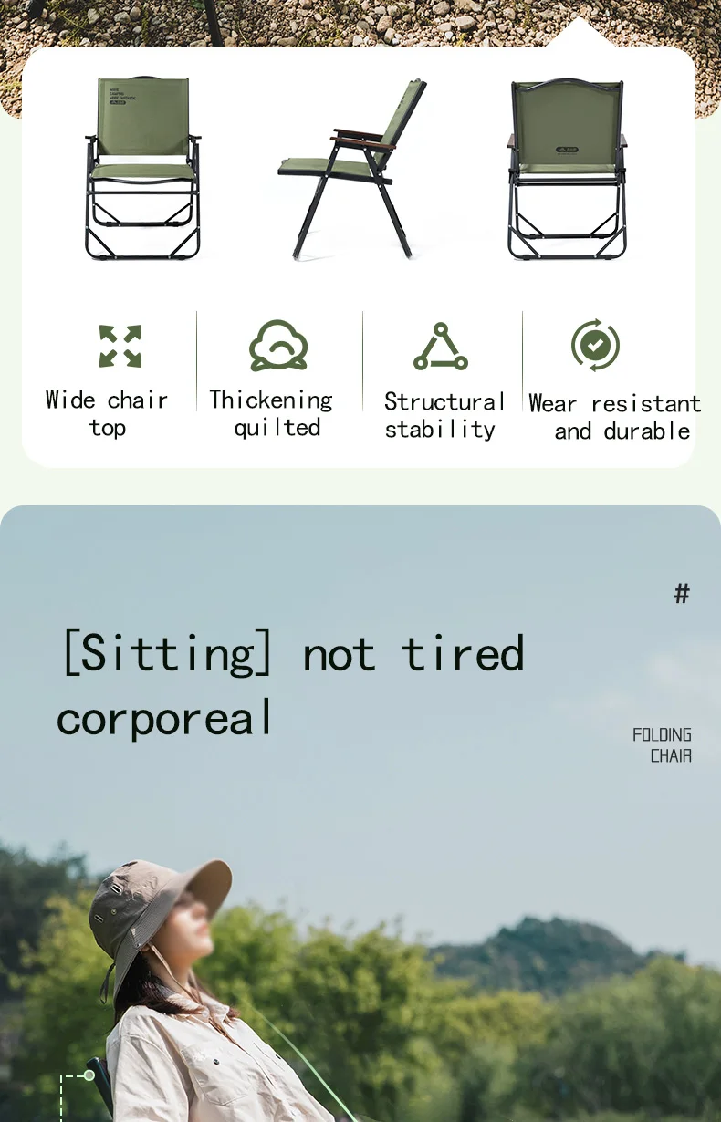 BISINNA Outdoor Klappbarer Campingstuhl Tragbarer Lounge-Kit-Stuhl Picknick Strand Wandern Trekking – Detail 3