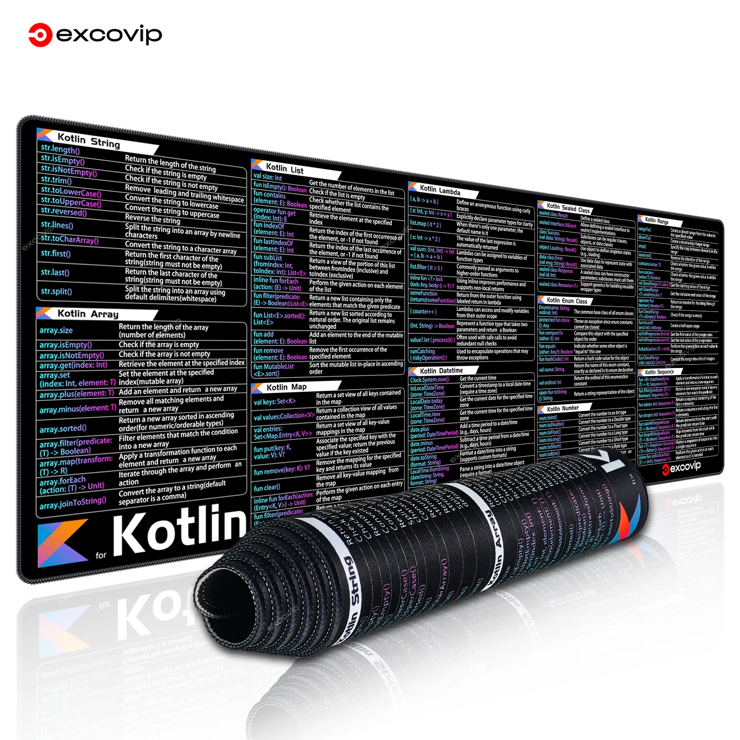 EXCO Kotlin Programmeermuismat Groot voor Android Cross-Platform Mobiele webontwikkeling Snelkoppelingen Toetsenbord Muismat Bureaumat