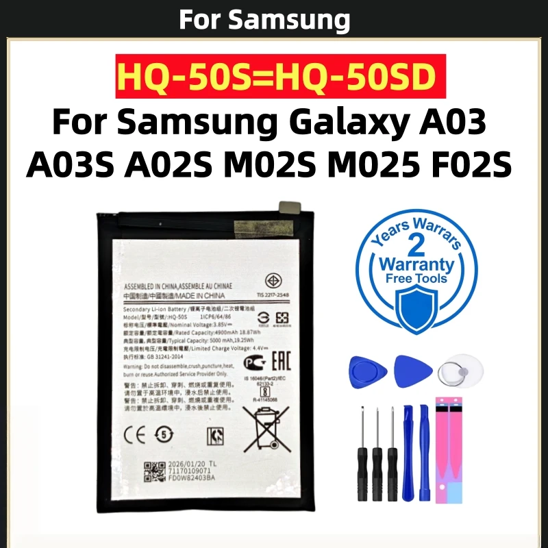 Latest Production Date 5000mAh Replacement Mobile Phone Batteries HQ-50S For Samsung Galaxy A03 A03S A02S M02S M025 F02s+Tools