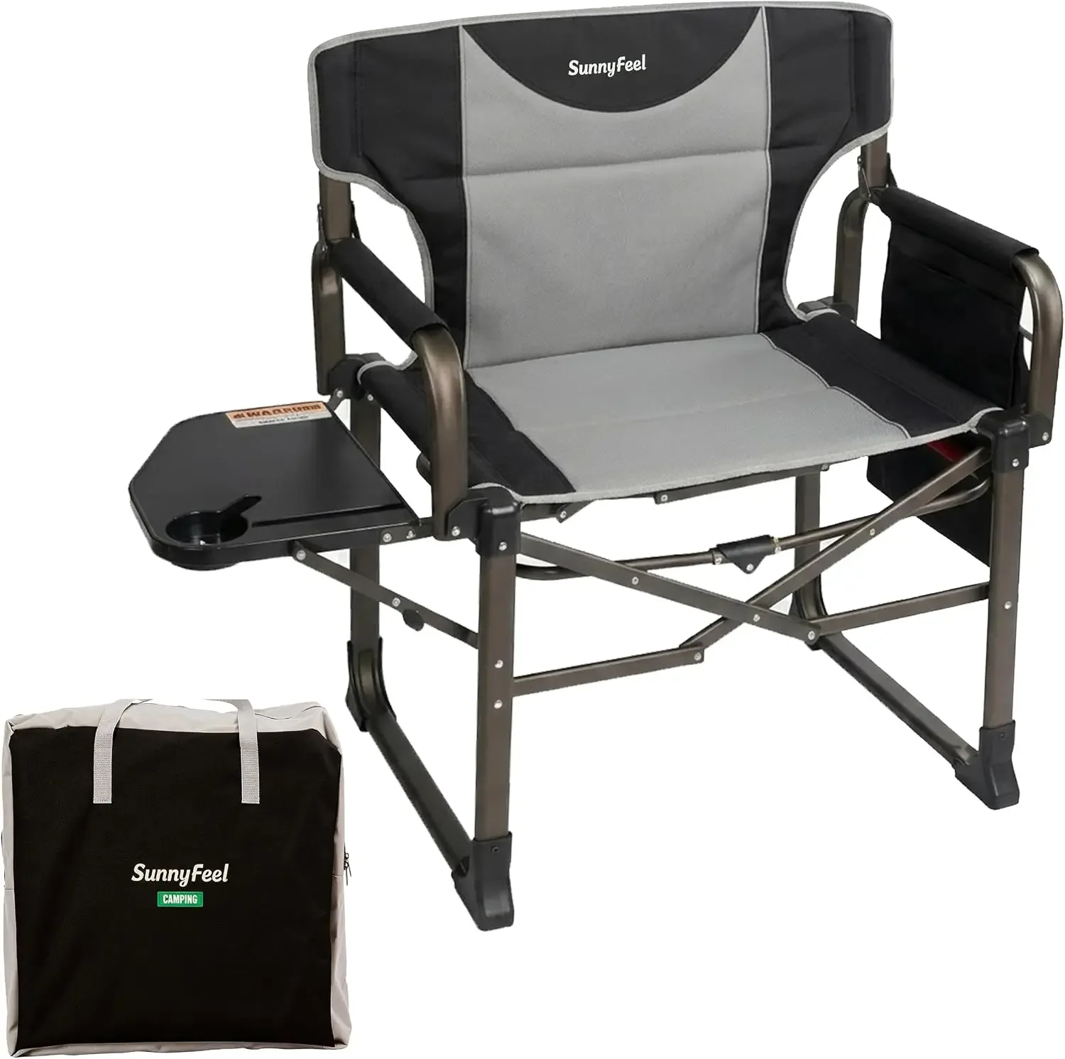Oversized Camping Directors Chair for Adults with Side Table | Heavy Duty Folding Chairs Padded Oxford Fabric Support 600lbs