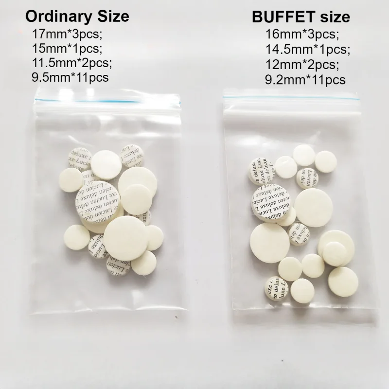 5 Conjuntos = 85 peças de Botões Estilo Alemão Comuns para Clarinete Bb Tamanho Buffet, Almofadas de Feltro para Orifícios Sonoros