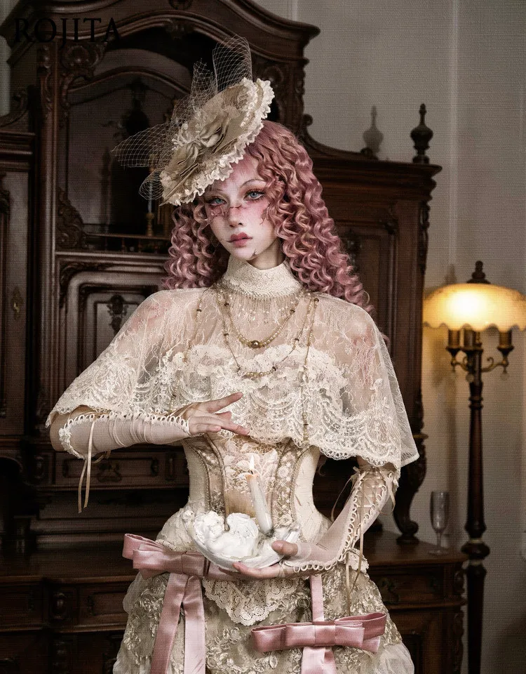Lace Short Cloak Shawl Top High Neck Lace Cape Shrug Women Vintage Ruffle Frill Sheer Floral Lace Bolero Short Cover Up
