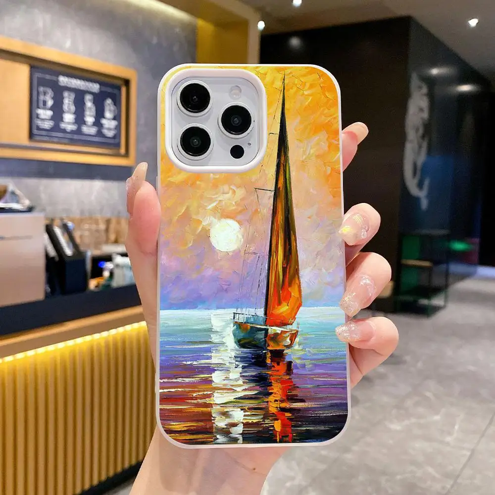

Abstract Oil Painting Phone Case for iPhone 17 16 15 14 13 12 11 Air Pro Max Plus Jelly Double layer White Cover