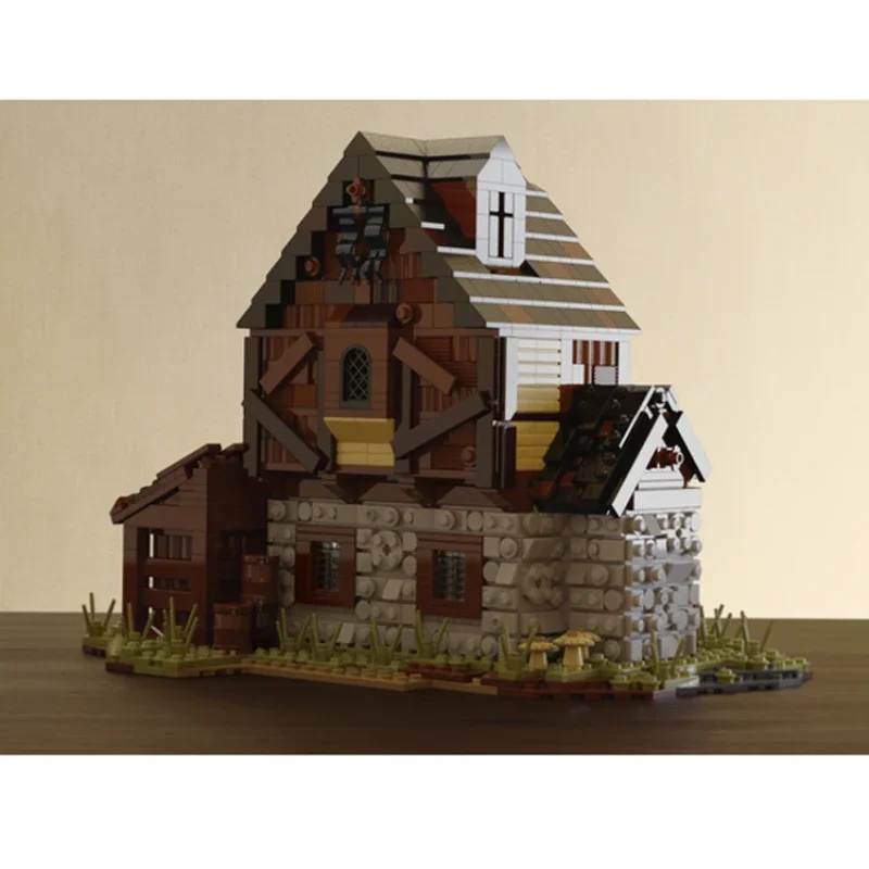 Tijolos de vista de rua medieval casa medieval blocos taverna arquitetura modular casa de madeira tijolo moc castelo cidade blocos presente do miúdo