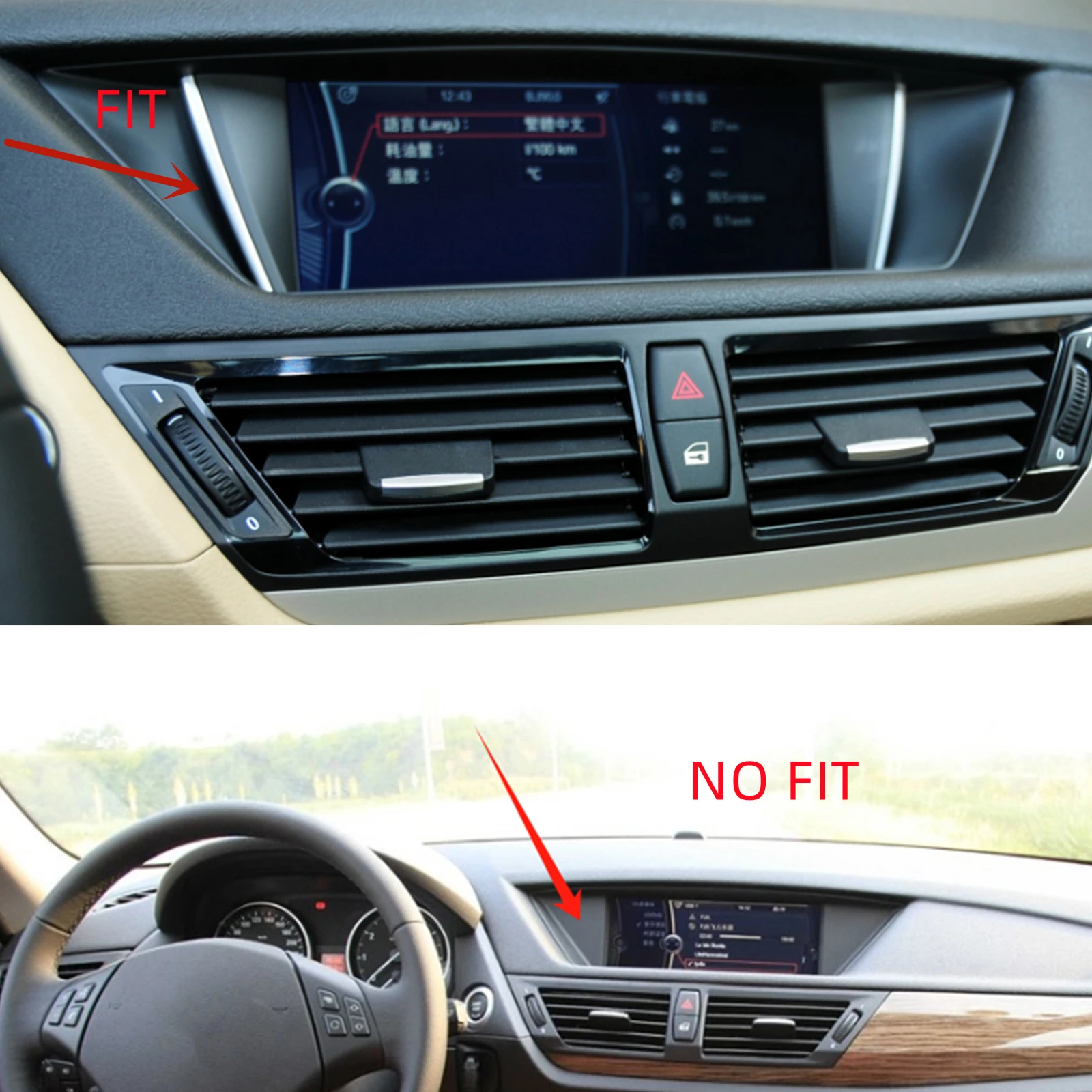 Inner Dashboard Display Screen Trim Panel Front Center Console Cover For BMW X1 E84 2009-2015