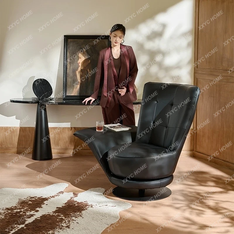 

Y Single Rotating Sofa Chair Living Room Leisure Genuine Leather Villa Single Chair