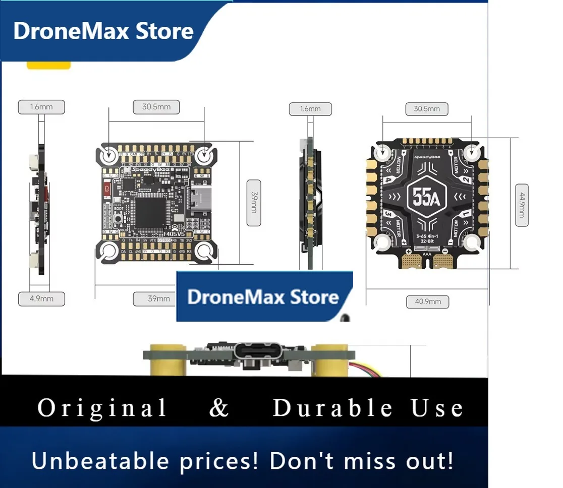 DroMaSpeedyBee F405 V5 Flight Control F405 V5 55A Flying Tower Crossing Machine, ESC OX32 Supports O4Pro