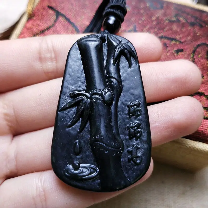 Bamboo pendant Medicine king stone Bamboo necklace Serpentine stone Yu joint high rise pendant New