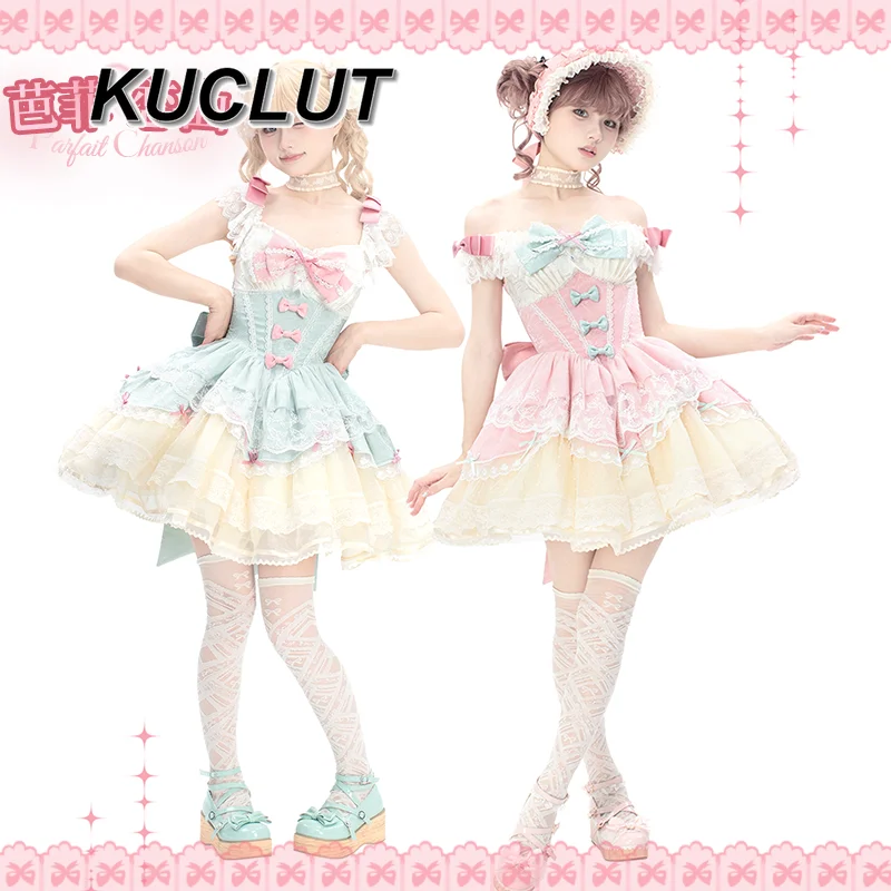오리지널 로리타 발레 공주 스타일 우아한 JSK 스트랩 드레스 여성용 달콤하고 우아한 귀여운 볼 가운 소녀 짧은 드레스