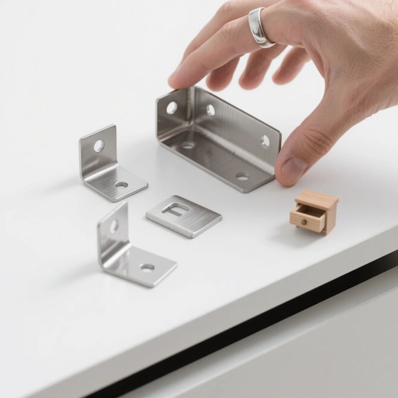 Stainless Steel Corner Brackets L&T Type Silver Right Angle Fixed Iron Plate Bracket Suitable for Drawer and Wooden Furniture