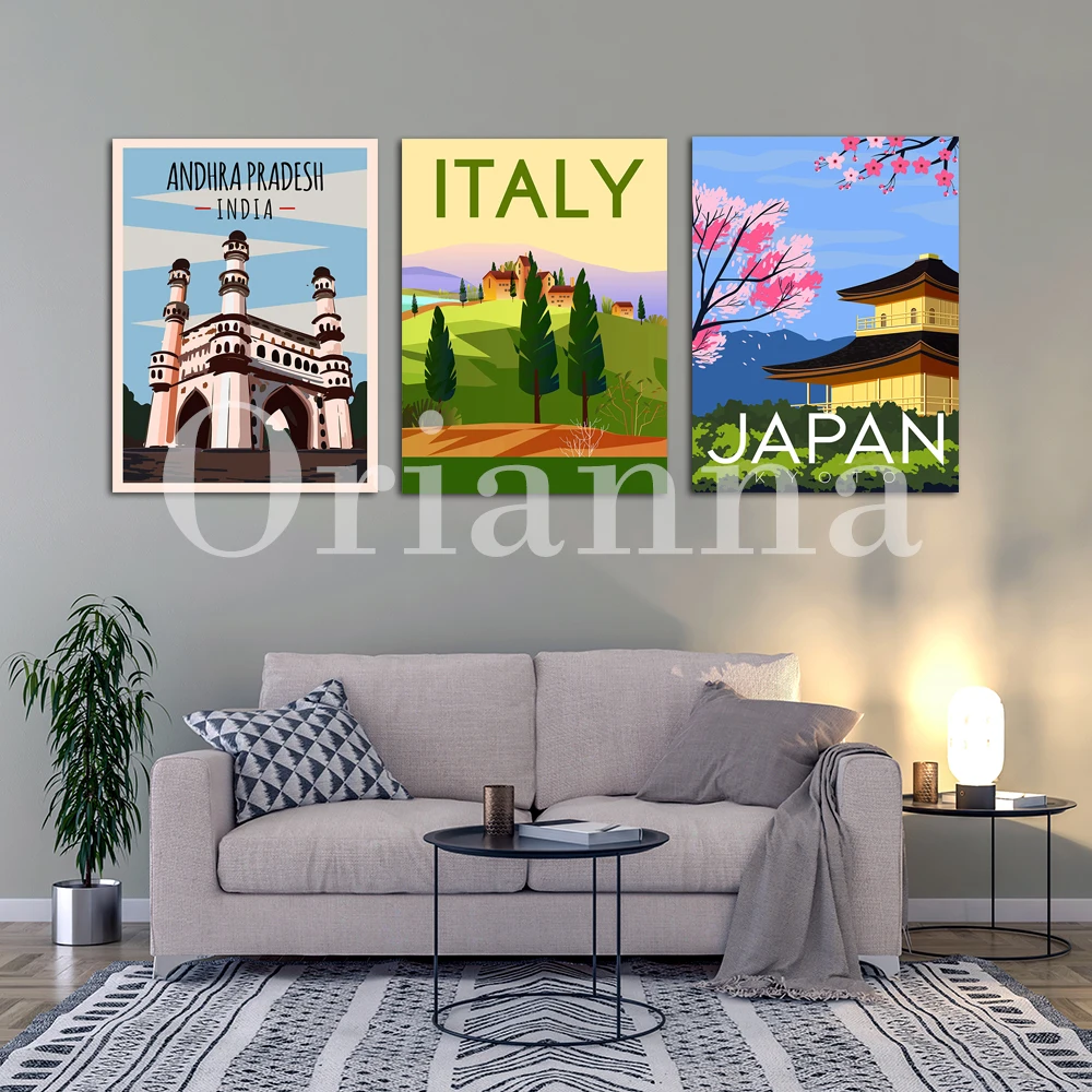 Albania Argentina Uluru Vatican City Andhra Pradesh India Italy Japan Seoul Slovenia England Cityscape Trave Poster Print Gift