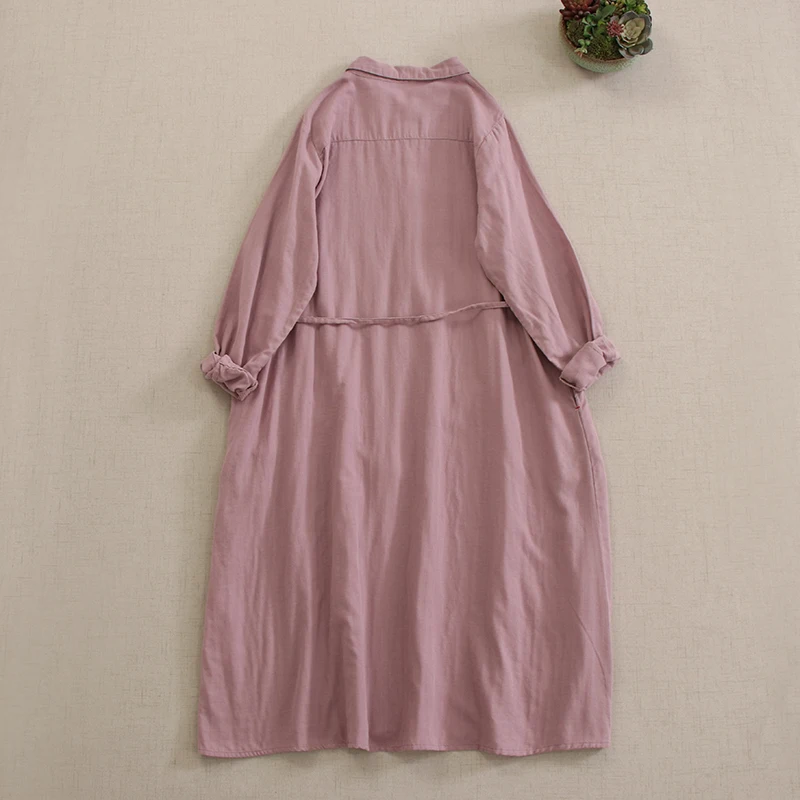 Japonês doce mori menina dupla camada vestido de algodão feminino primavera nova meia gola aberta manga longa casual solto midi vestidos