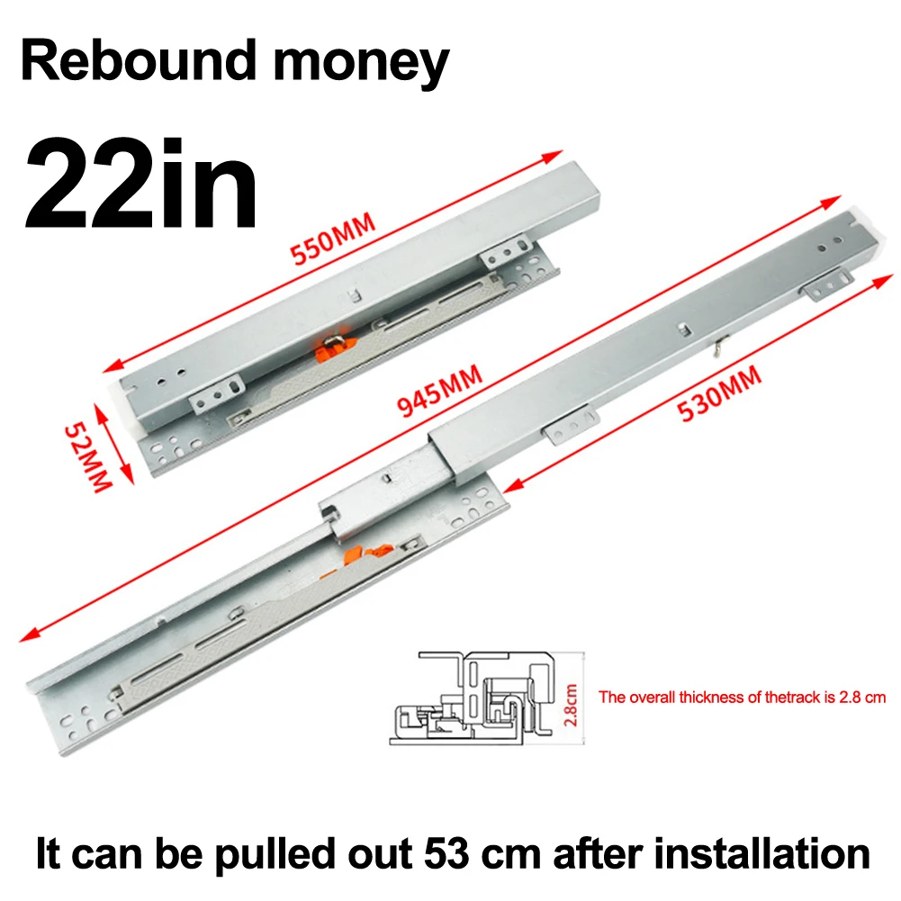 550mm Drawer Guides 55cm Full Extension Drawer Hydraulic Cylinder Reliable Home Choice Three-Stage Design For Cabinets