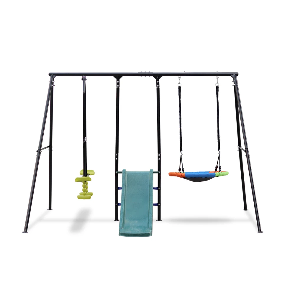 Swing Sets for Backyard, 550LBS Swingset Outdoor for Kids, Swing Set with Slide and Glider, 1 Saucer Swing Swing Chair  Swing